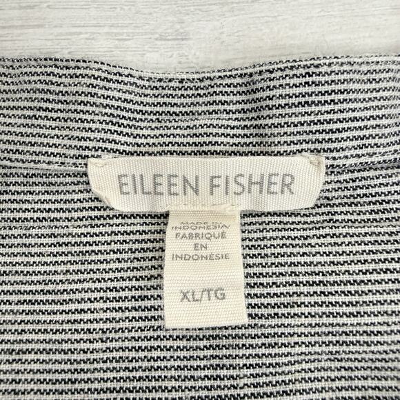 Eileen Fisher Organic Linen Cotton Tunic Shirt XL Gray Stripe Lagenlook Minimal - Picture 9 of 15